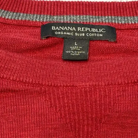 Banana Republics Organic SLUB Cotton Men’s Large Red Sweater - Picture 3 of 11